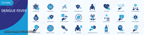 Dengue Fever Icon pack Blue Style Illustration Vector