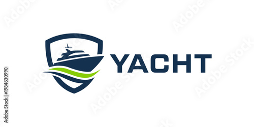 Yacht Logo Vector Illustration, Boat Wave Logo Template
