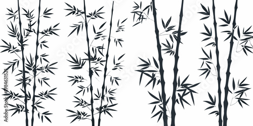 Elegant bamboo stalks and leaves in a minimalist black and white design