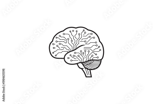 Cyber Brain: A conceptual image illustrating the fusion of technology and the human mind. The artwork features a stylized brain with integrated circuits.