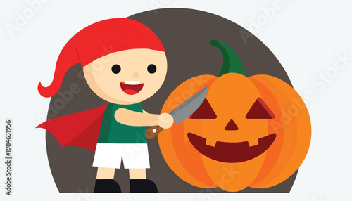 vector Cute Cartoon Boy  for Halloween Celebration