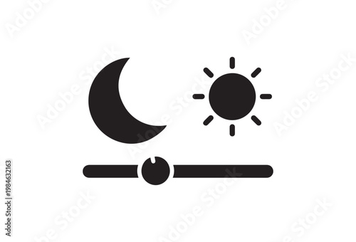 Day and Night Control: A minimalist vector graphic illustrating the interplay of day and night, with a slider to control the transition between the sun and moon.