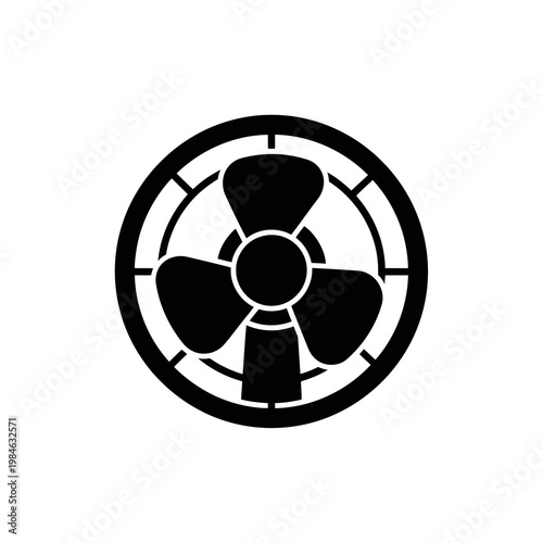 Black silhouette of a nuclear reactor cooling fan