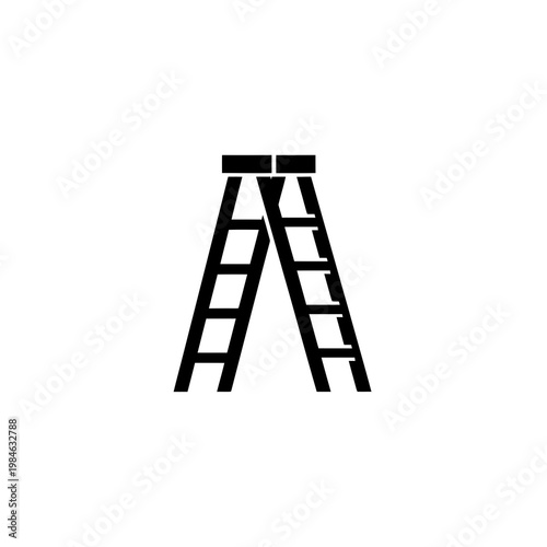 Black stepladder icon on for climbing or construction