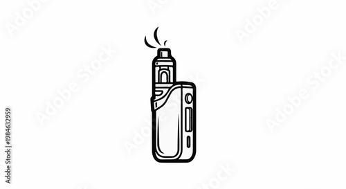 Stylized line art of a vaporizing device with plumes of vapor