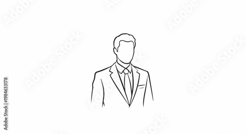 Stylized line drawing of a businessman in a suit and tie