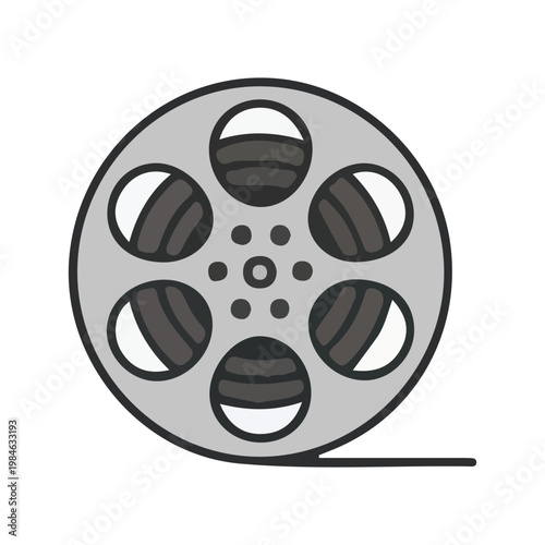 Vintage Cinema Movie Film Reel Icon Flat Vector Design