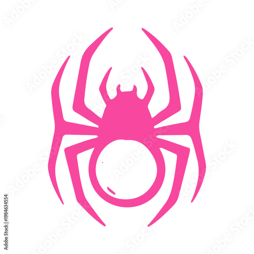 Minimalist Pink Spider Silhouette Illustration Icon
