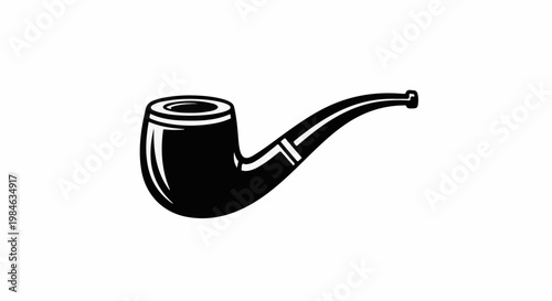 Stylized black and white silhouette of a smoking pipe