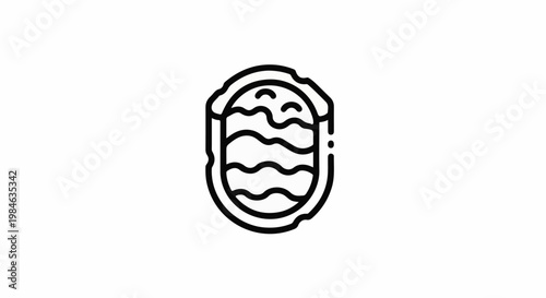 Stylized depiction of a natural pool with wavy water inside a rough oval shape
