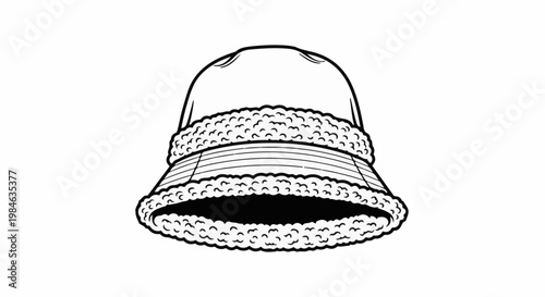 Stylized illustration of a plush bucket hat with a wide brim