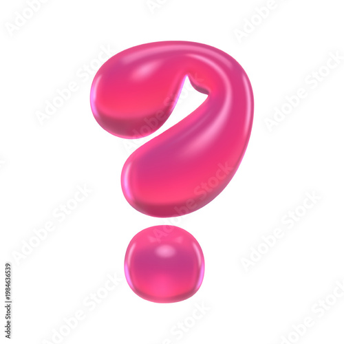 Glossy pink 3D marmalade jelly question mark