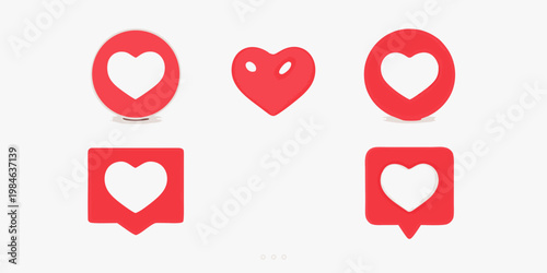 Red heart shaped icons with cutouts arranged on a white background