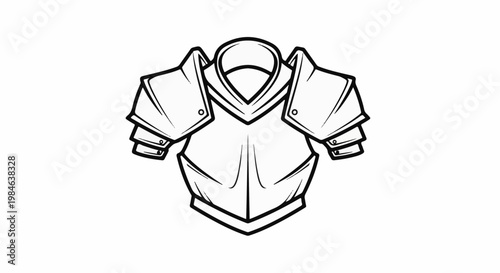 Stylized illustration of historical metal chest plate and pauldrons