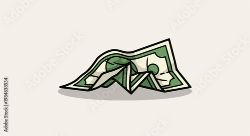 Stylized illustration of a crumpled dollar bill on a light background
