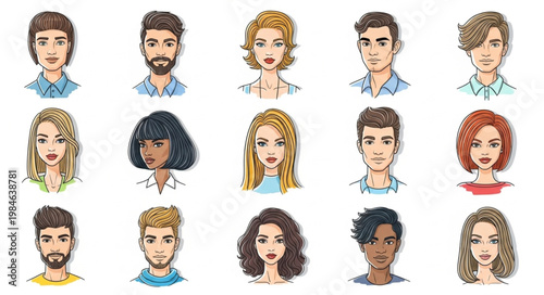 Diverse Group of People Portraits Collection.