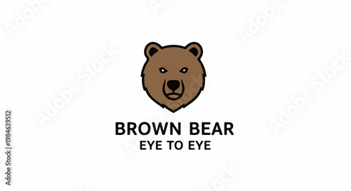Stylized brown bear head with text below