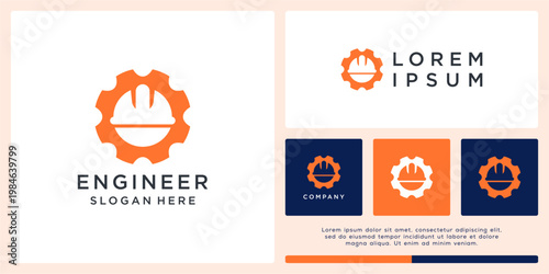 Engineer logo design with helmet and gear