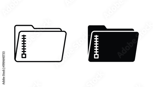 Folder Zipper Icon Data Storage Archive Organization