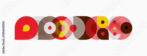 Abstract composition featuring overlapping circles, varying colors, simple shapes. Minimalist design, modern aesthetic, flat graphic elements.