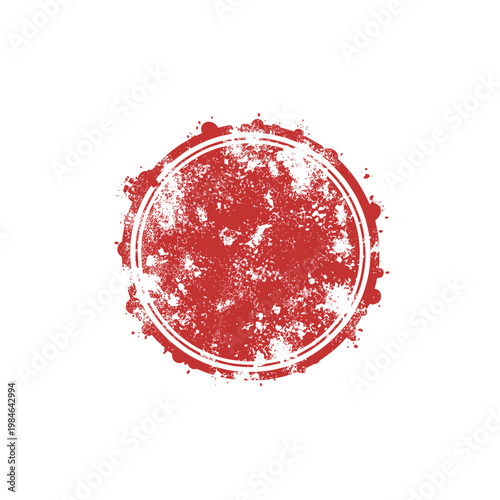 Vintage red grunge rubber stamp, distressed circular ink seal vector, weathered round texture frame for postmark or certificate design