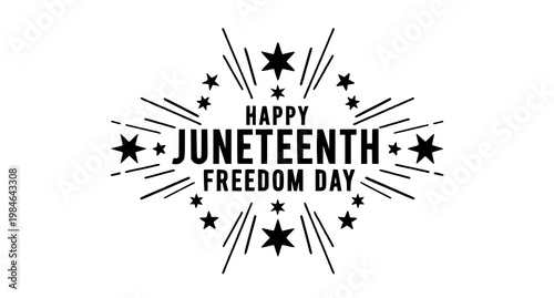 Juneteenth freedom day celebration graphic with stars and rays
