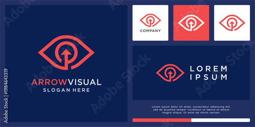 Arrow visual logo design template with eye