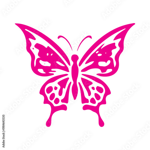 Vibrant Pink Butterfly Vector Illustration on White Background