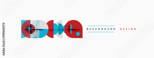 Abstract geometric shapes, red, blue, teal. Modern design element for backgrounds, patterns, presentations. Minimalist style.