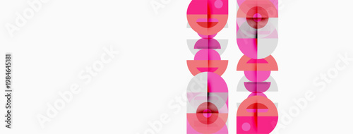 Abstract pink shapes stacked vertically. Minimalist design, clean lines, modern aesthetic. Simple composition, bright colors.