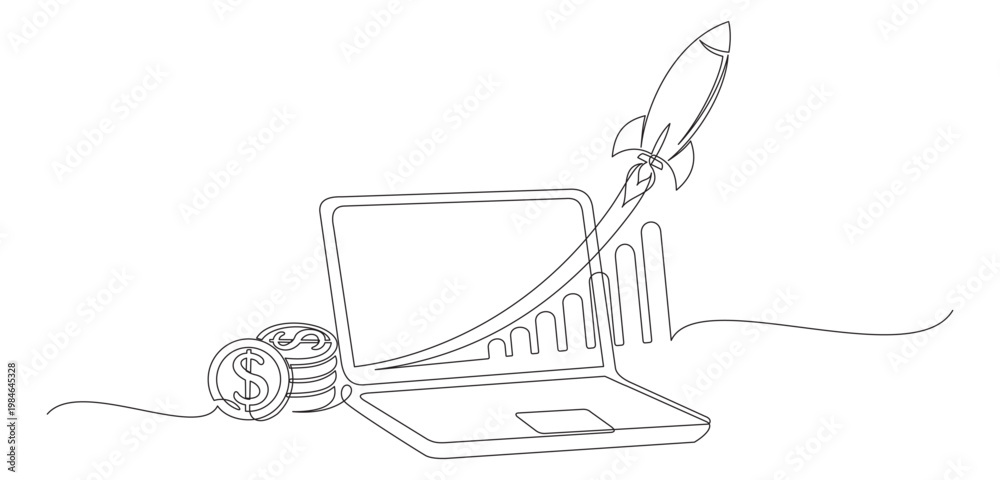 Obraz premium Continuous line drawing illustration of financial income.eps