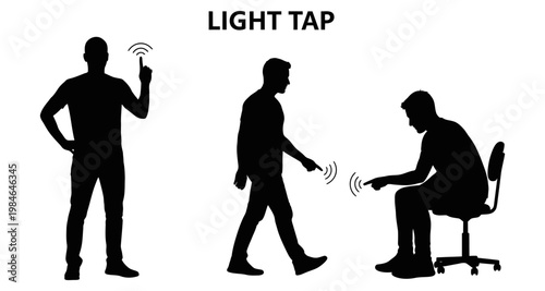 Silhouette figures demonstrating light tap interaction with technology