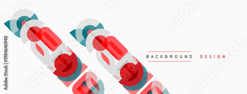 Abstract geometric shapes overlap, creating dynamic visual texture. Minimalist design with cool color palette. Clean, modern aesthetic.