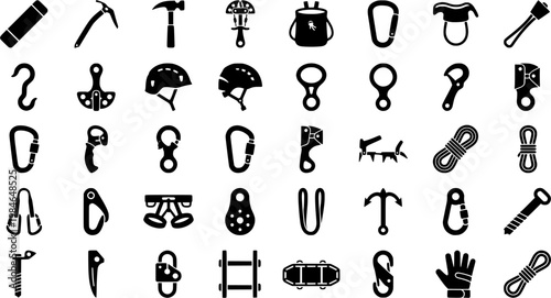 Tent Accessories Icons. Tent accessories. Solid icon set of tent

