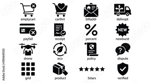 Collection of ecommerce and business icons