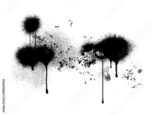 black paint splatter - spray-paint graffiti dripping texture, no background