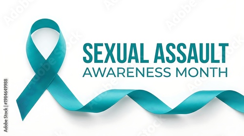Sexual assault awareness month ribbon a teal symbol of support and solidarity for survivors