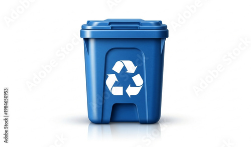 Blue Recycling Bin Waste Container Eco Vector Illustration