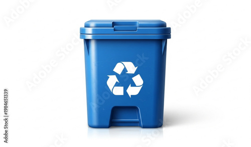Blue Recycling Bin Waste Container Eco Vector Illustration