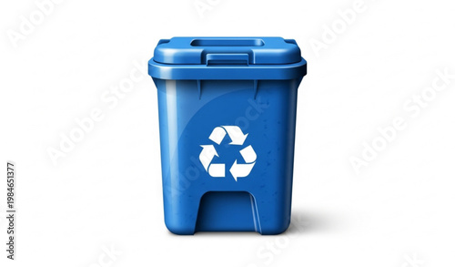 Blue Recycling Bin Waste Container Eco Vector Illustration