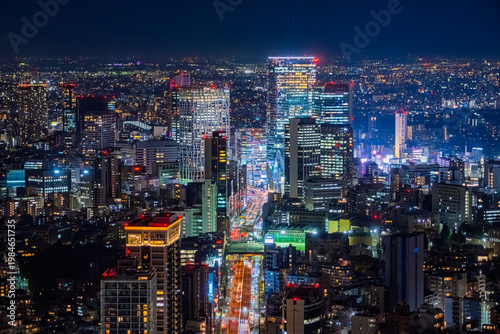東京都港区 六本木ヒルズから望む渋谷駅周辺の超高層ビル群の夜景