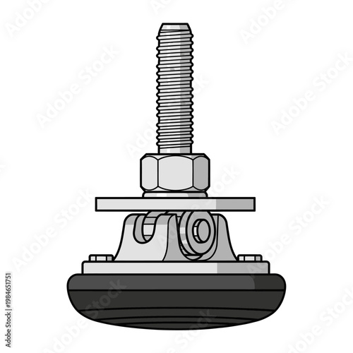 Adjustable Furniture Leveler with Bolt and Nut, Swivel Base