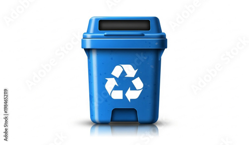 Blue Recycling Bin Waste Container Eco Vector Illustration