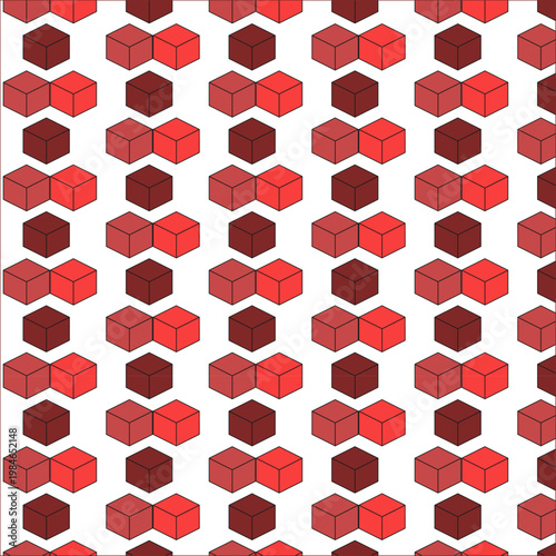 Red cube pattern: A repetitive pattern of red cubes create a geometric arrangement, adding a visual rhythm to the composition.