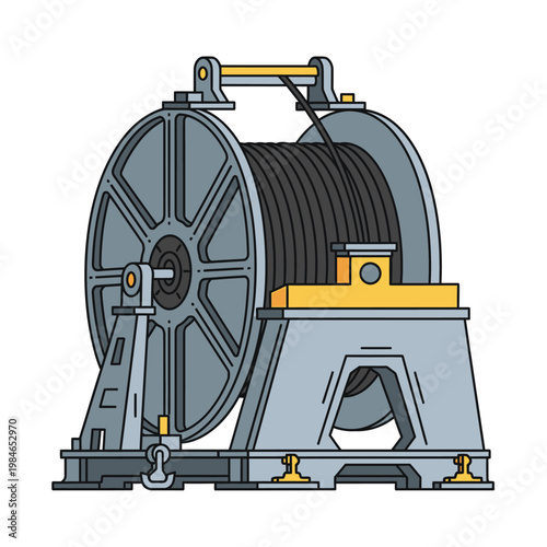 Heavy Duty Industrial Winch with Thick Cable Coil