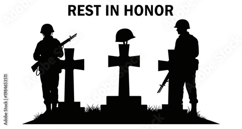 Soldiers stand guard over graves during a solemn memorial service honoring fallen heroes