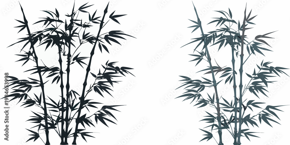Obraz premium Elegant bamboo stalks create a serene and minimalist botanical illustration