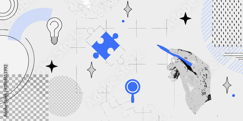 Fotografía Abstract composition featuring ideas puzzles and elements of discovery