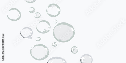 Floating bubbles create a minimalist ethereal white background design