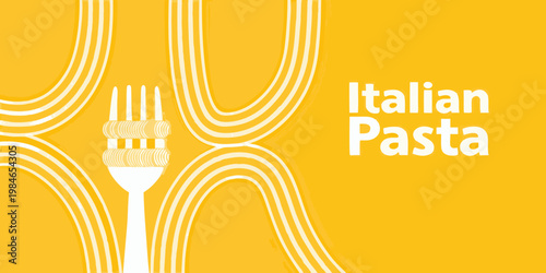 Minimalist illustration of pasta and a fork with text italian pasta